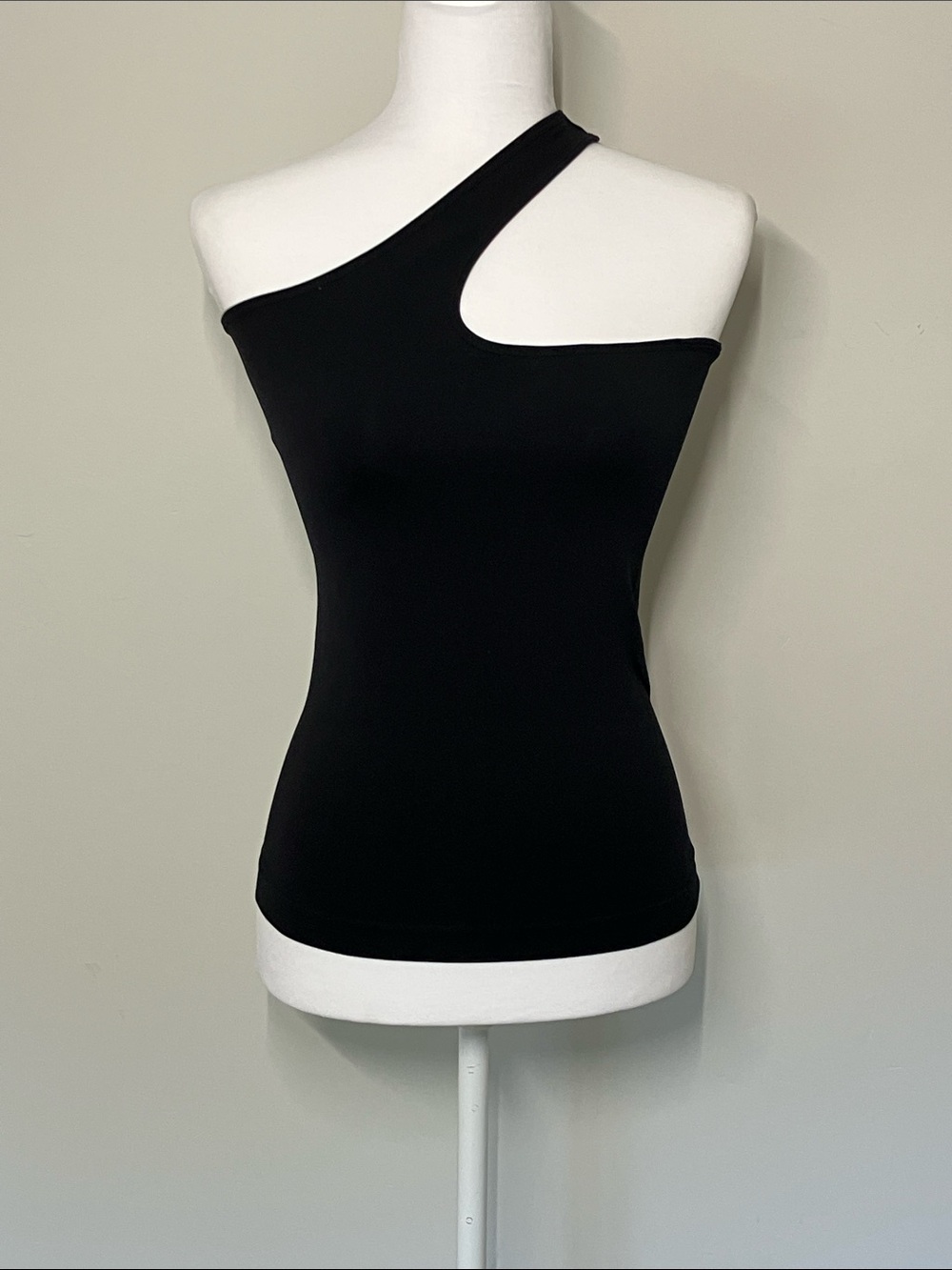 Helmut Lang Seamless One-Shoulder Cut Out Tank Top Black Versatile Sz XS/S
